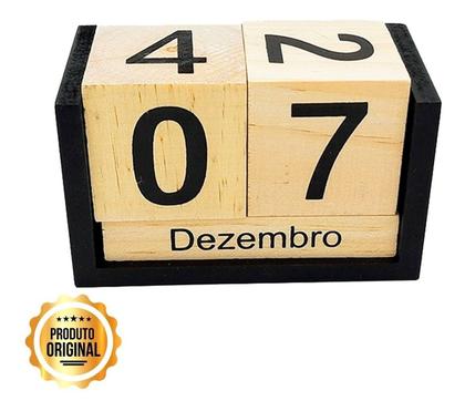 Imagem de Calendário Permanente De Madeira Data Numérico Escritório