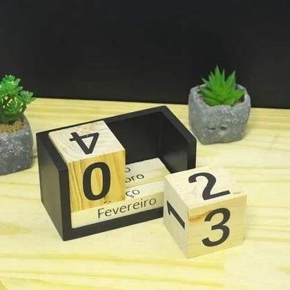 Imagem de Calendário Permanente De Madeira Data Numérico Escritório