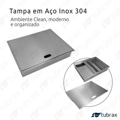 Imagem de Calha Canal organizador Úmido de Cozinha com Tampa Inox 304 com 3 módulos 50x40 UAC0002NT