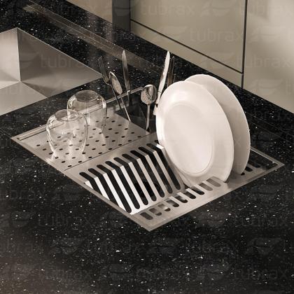 Imagem de Calha Canal organizador Úmido de Cozinha com Tampa Inox 304 com 3 módulos 50x40 UAC0002NT