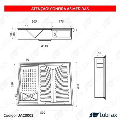 Imagem de Calha Canal organizador Úmido de Cozinha com Tampa Inox 304 com 3 módulos 50x40 UAC0002NT