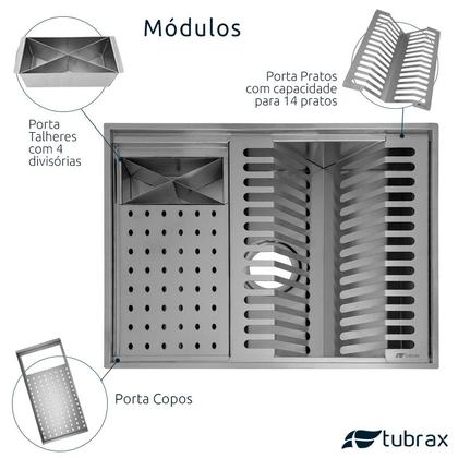 Imagem de Calha Canal organizador Úmido de Cozinha com Tampa Inox 304 com 3 módulos 50x40 UAC0002NT