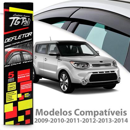 Imagem de Calha Chuva Defletor Inteiriça Slim Soul 4 Portas 2009 2010 2011 2012 2013 2014 Fumê 100% Acrílico