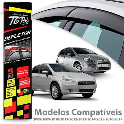Imagem de Calha Chuva Defletor Slim Punto 4 Portas 2008 2009 2010 2011 2012 2013 2014 2015 2016 2017 Fumê