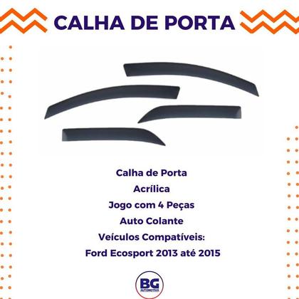 Imagem de Calha de Chuva Ford Ecosport 2013 até 2015 4 Portas Acrílica
