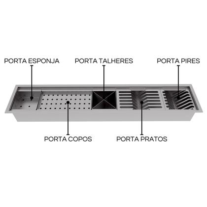 Imagem de Calha Gourmet Escorredor Inox Tamanho 19x92 Cm Ecosul 
