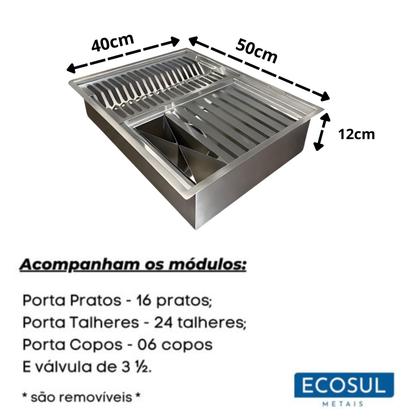 Imagem de Calha Gourmet Escorredor Inox Tamanho 40x50 Cm Ecosul