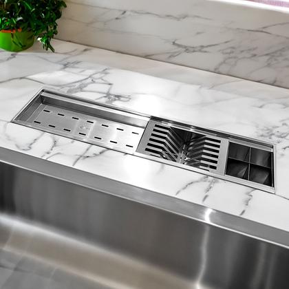 Imagem de Calha Gourmet Organizador de Louças Embutido em Aço Inox 304 70cm Cozix