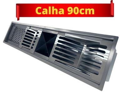 Imagem de Calha Molhada 90 Cm Mais Barata Do Brasil Em Inox Escovado P/ Embutir ou Sobrepor