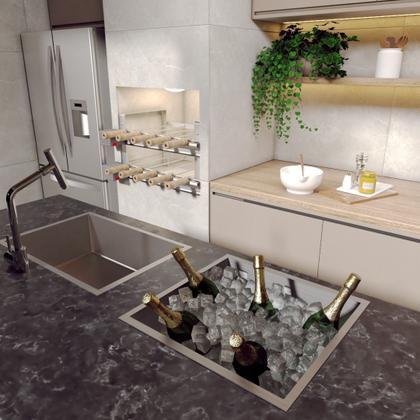 Imagem de Calha Quadrada Inox Inox Pia 48 cm Gourmet Escovado Varanda