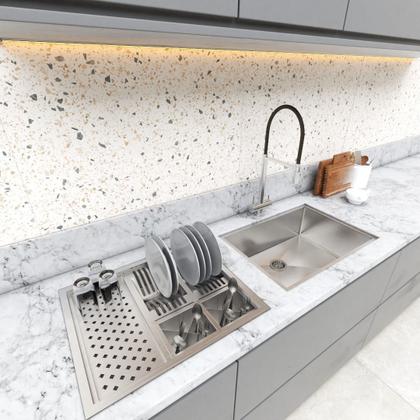 Imagem de Calha Quadrada Varanda Gourmet   Cozinha Escorredor De Utensílios