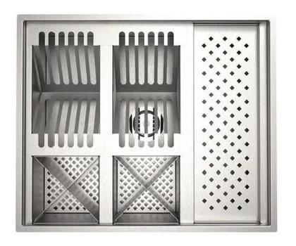 Imagem de Calha Quadrada Varanda Gourmet  Cozinha  Escorredor Inox P/Utensílios