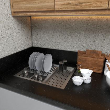 Imagem de Calha Quadrada Varanda Gourmet  De Cozinha Escorredor Utensílios