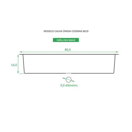 Imagem de Calha Úmida Gourmet Escorredor de Cozinha 86x19 Aço Inox Preta