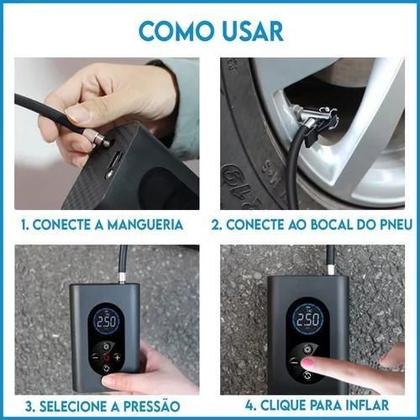 Imagem de Calibrador Compressor Digital Pneu Carro Moto Bike Sem Fio