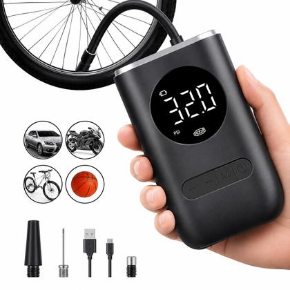 Imagem de Calibrador Compressor Digital Portátil Pneu Carro Bike S/Fio recarregável