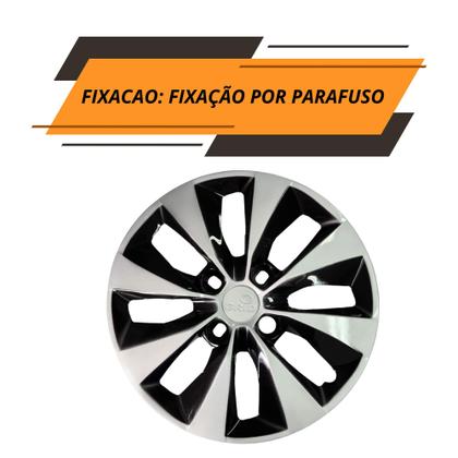 Imagem de Calota Aro 14" Cor Preto/Prata Mod Gol/Voyage G5/G6 2013 (Jogo c/ 4 Calotas) Grid - 112CB-PBP-E