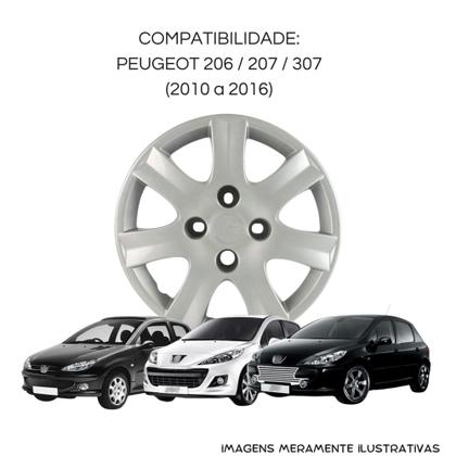 Imagem de Calota Aro 14" Prata Mod Peugeot 206/207/307 2010 / 2016 (Jogo c/ 4 Calotas) Grid - 867CB-PTA-E