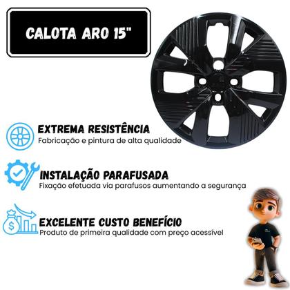 Imagem de Calota Aro 15 Novo Polo Track 2021 2022 2023 2024 Preto Brilhante