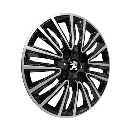 Imagem de Calota Aro 15 Peugeot 2008 15/20 Preta Brilhante Com Prata