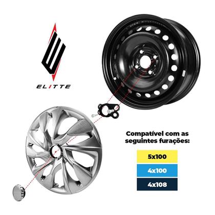 Imagem de Calota Esportiva Aro 14 Spider Black/Silver Ford Fiesta Ka