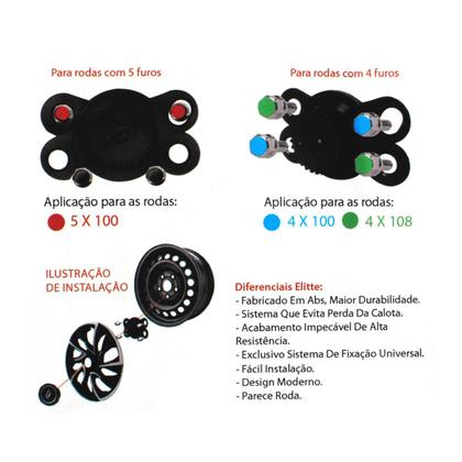 Imagem de Calota esportiva moove aro 14 black yellow - 4057