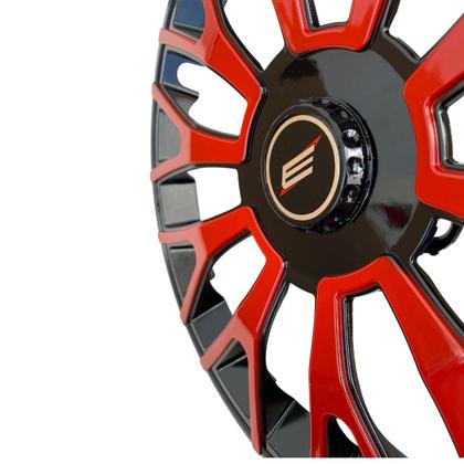 Imagem de Calota esportiva triton 14 black red + emblema resinado peugeot