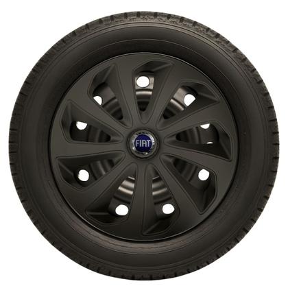 Imagem de Calota esportiva velox 15 fosc black + emblema alumínio fiat azul