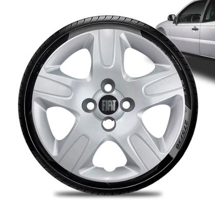 Imagem de Calota Fiat Strada Aro 14 Prata Emblema Preto