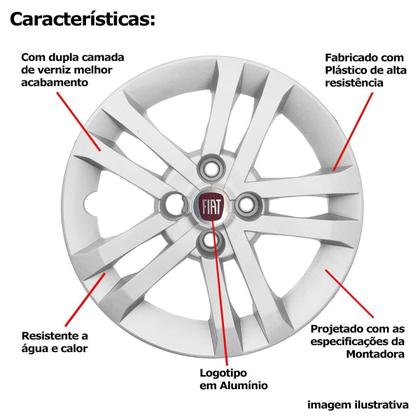 Imagem de Calota Uno Mobi Argo Cronos Aro 14 Cinza Logo Alumínio 294CB