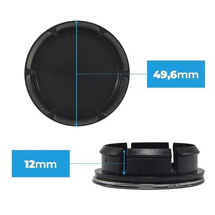 Imagem de Calotinha 49,6mm Centro de Roda Fiat Preta com Cromado