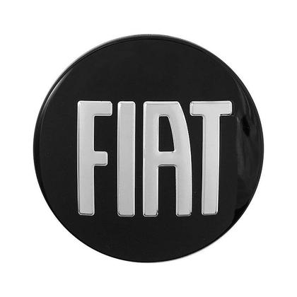 Imagem de Calotinha 49,6mm Centro de Roda Fiat Preta com Cromado
