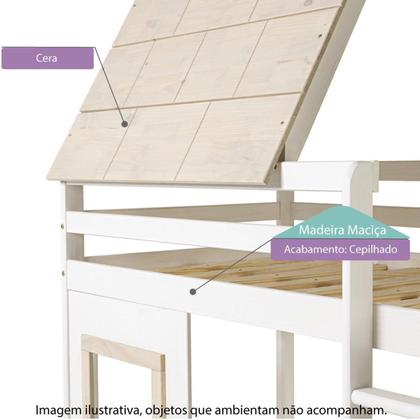 Imagem de Cama Alta Cabana Noopy com Janela Branco/Cera Bege - Casatema