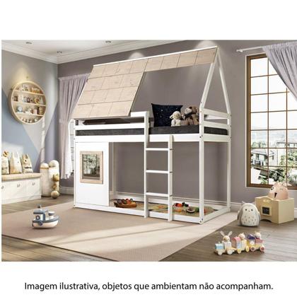 Imagem de Cama Alta Cabana Noopy com Janela Branco/Cera Bege - Casatema