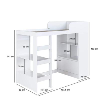 Imagem de Cama Alta de Solteiro Multifuncional Sem Colchão CA6080 Amsterdam Art In Móveis