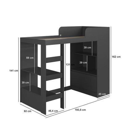 Imagem de Cama Alta de Solteiro Multifuncional Sem Colchão CA6080 Amsterdam Art In Móveis