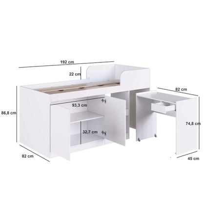Imagem de Cama Alta de Solteiro Multifuncional Sem Colchão CJ6080 Jamaica Art In Móveis
