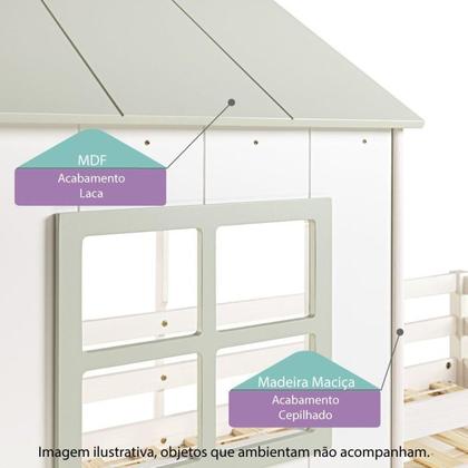 Imagem de Cama Alta Infantil Cabana Family com Escorregador e Estante Branco/Verde - Casatema