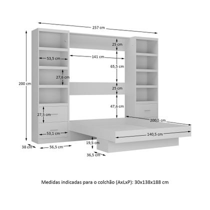 Imagem de Cama Articulada Casal com Estante 4 Gavetas 8 Prateleira