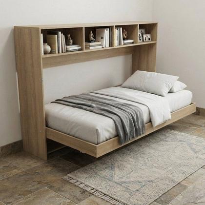 Imagem de Cama Articulada Horizontal de Solteiro com 6 Nichos CM8020 Laranja/Amendoa