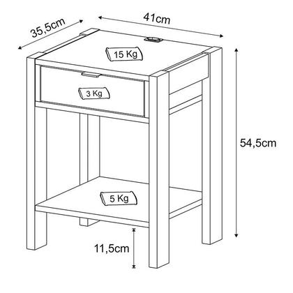 Imagem de Cama Articulada Solteiro CM8013 com Kit 2 Mesas de Cabeceira Branco - Tecnomobili