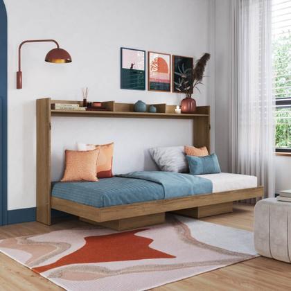 Imagem de Cama Articulada Solteiro Horizontal com 2 Nichos 1 Prateleira CH1080 80cm Mel - Art In Móveis