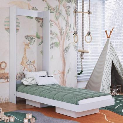 Imagem de Cama Articulada Solteiro Vertical com 2 Nichos CV1080 80cm Branco - Art In Móveis