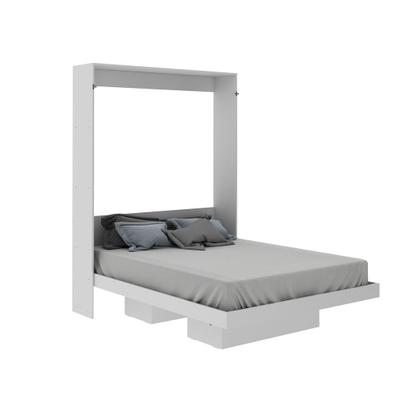 Imagem de Cama Articulada Vertical Casal de Parede com 2 Nichos MDP Branco Até 240kg Tecnomobili