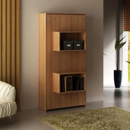 Imagem de Cama Articulada Vertical Solteiro de Parede com 2 Nichos MDP em 2 Amêndoa Até 110kg Tecnomobili