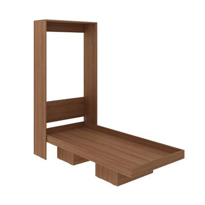 Imagem de Cama Articulada Vertical Solteiro de Parede com 2 Nichos MDP em 2 Amêndoa Até 110kg Tecnomobili