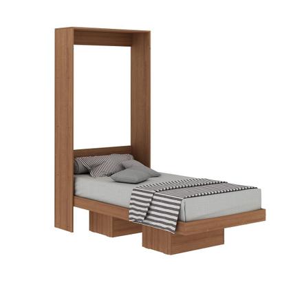Imagem de Cama Articulada Vertical Solteiro de Parede com 2 Nichos MDP em 2 Amêndoa Até 110kg Tecnomobili