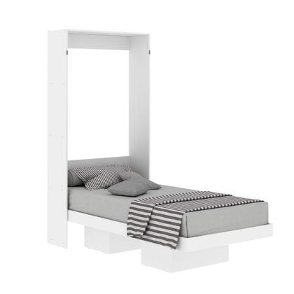 Imagem de Cama Articulada Vertical Solteiro de Parede com 2 Nichos MDP em 2 Branco Até 110kg Tecnomobili