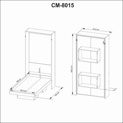 Imagem de Cama Articulada Vertical Solteiro de Parede com 2 Nichos MDP em 2 Branco Até 110kg Tecnomobili