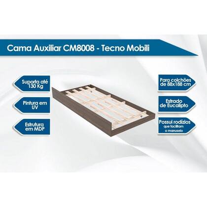 Imagem de Cama Auxiliar Infantil CM8008 Branco - Tecno Mobili